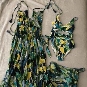 Aerie, 3 Piece Set, Maxi Dress, Wrap, One Piece Swimsuit & Midi Multi Use Sarong